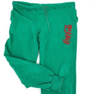 Vintage 90s COCA COLA Sweatpants Green Comfy Joggers Men’s L **READ**